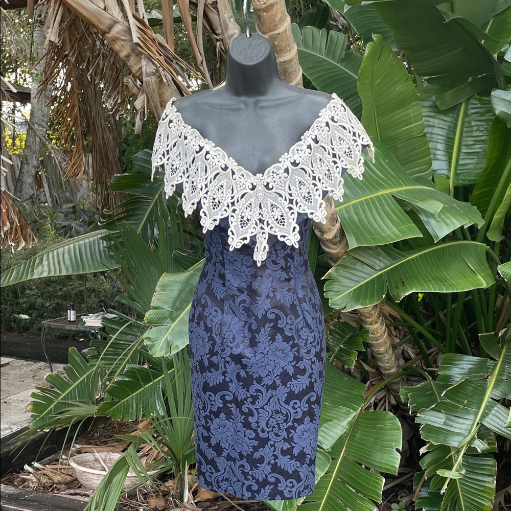 Vintage Scott, McClintock, brocade, and lace trim dress